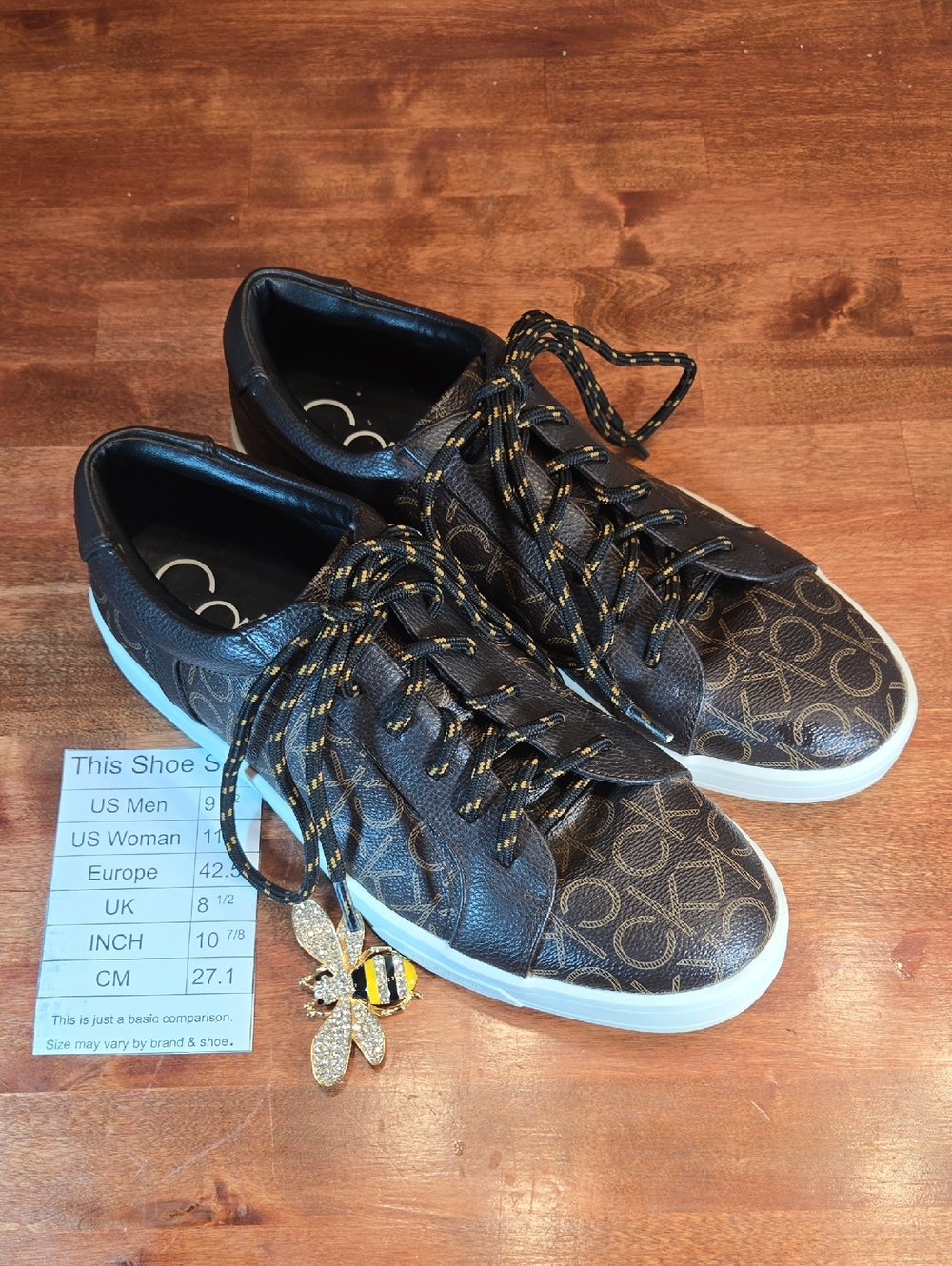 Calvin Klein Bowyer Monogram Sneakers in Brown and Tan